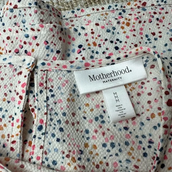 MOTHERHOOD MATERNITY White & Multicolor Blouse With Waist Tie | Size Medium - Picture 12 of 16